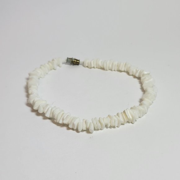 Vintage 80s 90s Hawaiian Beach Tiki White Puka Shell Seashell Bracelet Anklet - Picture 4 of 5